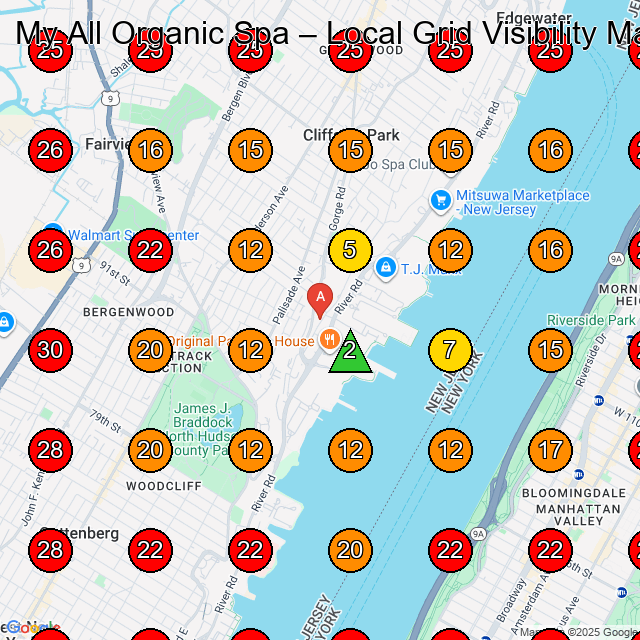 My All Organic Spa GeoGrid visibility map for Day Spa in Suite M-15